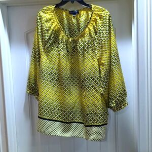 Jones New York Yellow and Black Blouse